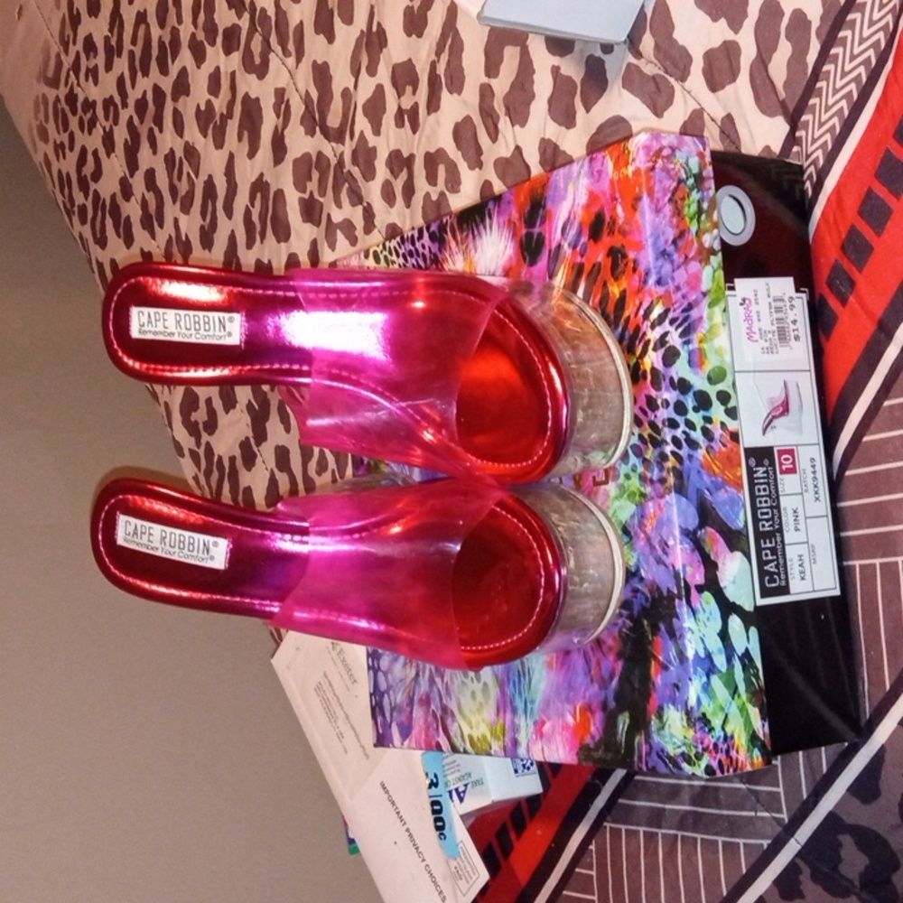 Lucite platforms pink size 10